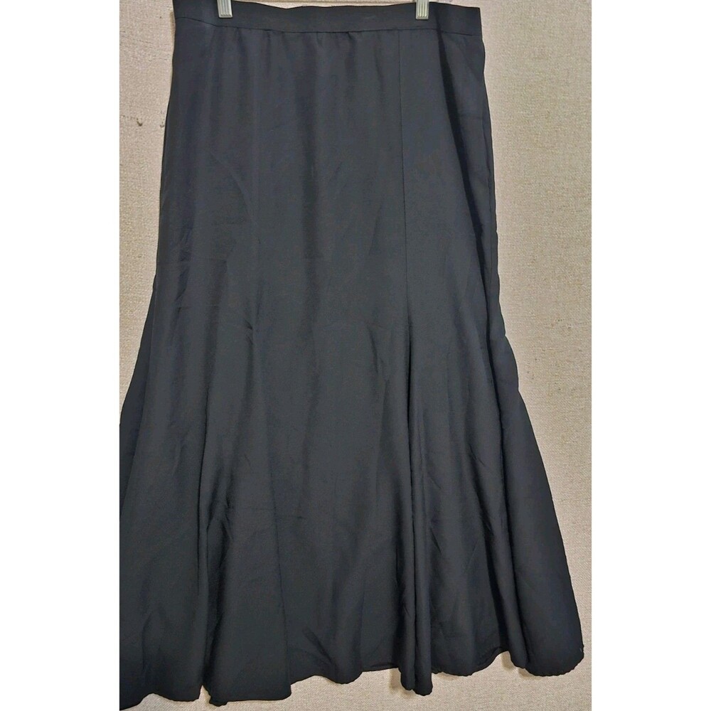 Vintage Oleg Cassini Black Maxi Skirt Size 16 Triacetate A-Line Flare Long Skirt - Picture 3 of 13